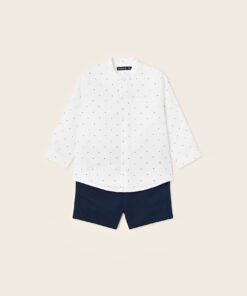 Mayoral Σετ Πουκάμισο Λινό και Σορτσάκι Καμπαρντινέ (23-01297-077)