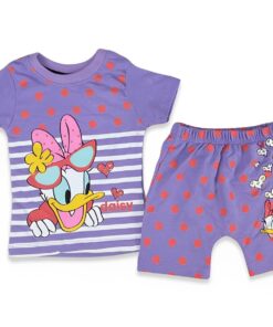 Βρεφικό Σετ Κοντομάνικη Μπλούζα και Παντελονάκι με Ήρωα Κινουμένων Σχεδίων - Μωβ (67122)