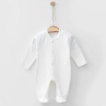 Βρεφικό Φορμάκι Μονόχρωμο με Κλειστά Ποδαράκια - Άσπρο (68537)