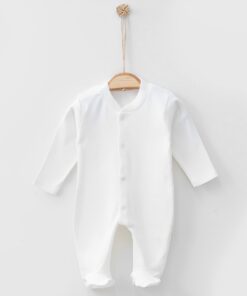 Βρεφικό Φορμάκι Μονόχρωμο με Κλειστά Ποδαράκια - Άσπρο (68537)