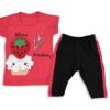 Σετ Κοντομάνικη Μπλούζα και Κολάν Κάπρι με 3D σχέδιο "Delicious Strawberry"