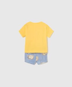 Mayoral Μαγιό Σορτσάκι και Κοντομάνικο Μπλουζάκι με Σχέδιο Αρκουδάκια και Ψαράκια