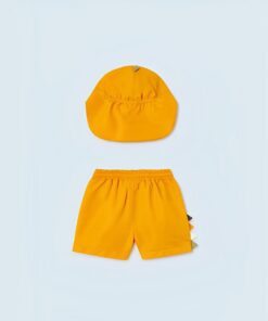 Mayoral Μαγιό Σορτσάκι με Καπέλο με Σχέδιο Δεινοσαυράκι - Κίτρινο