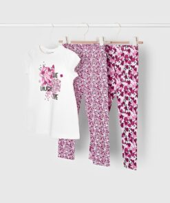 Mayoral Σετ Κοντομάνικη Μπλούζα και 2 Κολάν "Live, Laugh, Love"