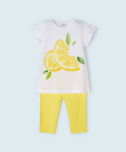 Mayoral Σετ Κοντομάνικη Μπλούζα και Κολάν Κάπρι με σχέδιο Λεμονάκι