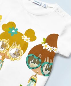 Mayoral Σετ Κοντομάνικη Μπλούζα και Παντελονάκι με Σχέδιο Κοριτσάκια