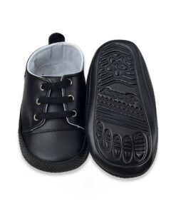 Παπουτσάκια Βρεφικά Αγκαλιάς με Κορδονάκια - Μαύρα (70027)