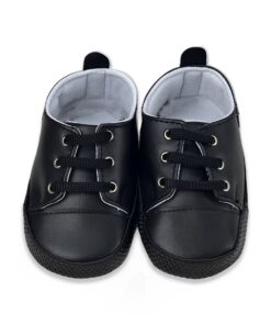 Παπουτσάκια Βρεφικά Αγκαλιάς με Κορδονάκια - Μαύρα (70027)