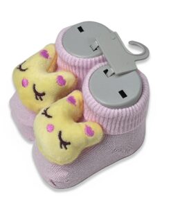 Βρεφικές Καλτσούλες Κουδουνίστρα με Τρισδιάστατο Ζωάκι - Ροζ (70275)