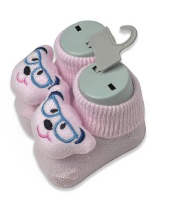 Βρεφικές Καλτσούλες Κουδουνίστρα με Τρισδιάστατο Ζωάκι - Ροζ (70279)