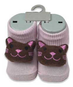 Βρεφικές Καλτσούλες Κουδουνίστρα με Τρισδιάστατο Ζωάκι - Ροζ (70283)