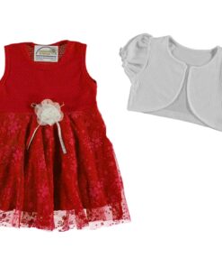 Παιδικό Αμάνικο Φόρεμα με Κοντομάνικο Ζακετάκι Μπολερό - Κόκκινο
