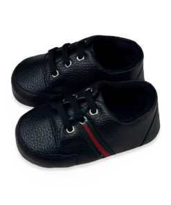 Παπουτσάκια Βρεφικά Αγκαλιάς με Σχέδιο Ρίγα στο Πλάι -  Μαύρα (70647)