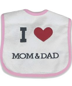 Βρεφική Σαλιάρα “I Love Mom & Dad” – Ροζ