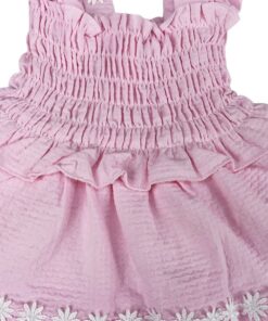 Βρεφικό Φορεματάκι με Βολάν και Σχέδιο Λουλουδάκια – Ροζ