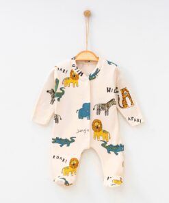 Φορμάκι Βρεφικό με Σχέδιο Ζωάκια της Ζούγκλας με Κλειστά Ποδαράκια - Μπεζ (72602)