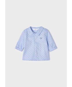 Mayoral Σετ Πουκάμισο Λινό και Παντελόνι Καμπαρντινέ με Τιράντες και Παπιγιόν - Μπλε (72054)