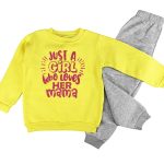 Παιδικό Σετ Χοντρές Φόρμες Φούτερ, Μπλούζα και Παντελόνι με Σχέδιο - Κίτρινο (73148)