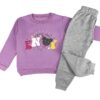 Παιδικό Σετ Χοντρές Φόρμες Φούτερ, Μπλούζα και Παντελόνι με Σχέδιο - Λιλά (73171)