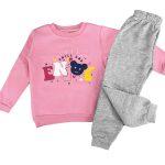 Παιδικό Σετ Χοντρές Φόρμες Φούτερ, Μπλούζα και Παντελόνι με Σχέδιο - Ροζ (73164)