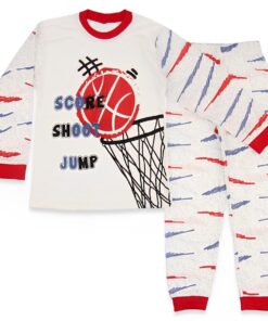 Παιδικό Σετ Μπλούζα και Παντελόνι με Σχέδιο Μπάσκετ "Score Shoot Jump" - Κόκκινο