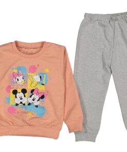 Βρεφικό Σετ Φόρμες Λεπτό Φούτερ με Μπλούζα και Παντελόνι με Ήρωα Κινουμένων Σχεδίων - Σομόν (ΜΙΝ-72976)