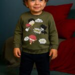 Βρεφικό Σετ Φόρμες Μπλουζίτσα και Παντελόνι με Υπερήρωες - Χακί (ΜΠΑ-73096)