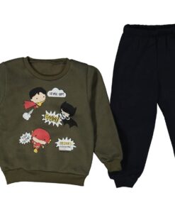 Βρεφικό Σετ Φόρμες Μπλουζίτσα και Παντελόνι με Υπερήρωες - Χακί (ΜΠΑ-73096)