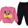 Βρεφικό Σετ Χοντρές Φόρμες Φούτερ, Μπλουζίτσα και Παντελόνι με Ήρωες Κινουμένων Σχεδίων - Ροζ (ΜΙΝ-73083)