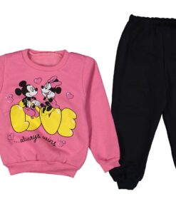 Βρεφικό Σετ Χοντρές Φόρμες Φούτερ, Μπλουζίτσα και Παντελόνι με Ήρωες Κινουμένων Σχεδίων - Ροζ (ΜΙΝ-73083)