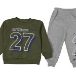 Βρεφικό Σετ Χοντρές Φόρμες Φούτερ, Μπλουζίτσα και Παντελόνι με Σχέδιο - Χακί (72876)