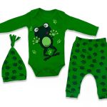 Βρεφικό Σετ Κορμάκι, Παντελονάκι και Σκουφάκι με Σχέδιο Βατραχάκι - Πράσινο (71809)