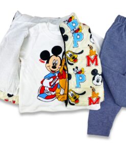 Βρεφικό Σετ Μπλούζα με Παντελονάκι και Αμάνικο Μπουφαν με Ήρωες Κινουμένων Σχεδίων – Μπεζ (ΜΙΚ-72536)