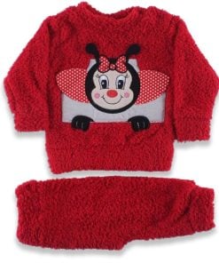 Βρεφικό Σετ Μπλουζιτσα και Παντελονάκι Fleece Με Σχέδιο Πασχαλίτσα – Κόκκινο