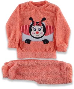 Βρεφικό Σετ Μπλουζιτσα και Παντελονάκι Fleece Με Σχέδιο Πασχαλίτσα – Σομόν