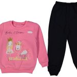 Παιδικό Σετ Φόρμες Χοντρές Μπλούζα και Παντελόνι με Σχέδιο - Ροζ (74485)