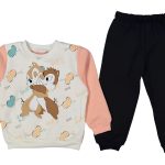 Βρεφικό Σετ Χοντρές Φόρμες Φούτερ, Μπλούζα και Παντελόνι με Ήρωες Κινουμένων Σχεδίων - Σομόν (ΤΣΙ-74229)