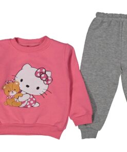 Βρεφικό Σετ Χοντρές Φόρμες Φούτερ, Μπλουζίτσα και Παντελόνι με Ήρωα Κινουμένων Σχεδίων - Ροζ (ΚΙΤ-74104)