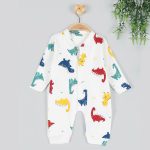 Βρεφικό Φορμάκι με Σχέδιο Δεινοσαυράκια και Ανοιχτά Ποδαράκια – Λευκό (76914)
