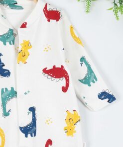 Βρεφικό Φορμάκι με Σχέδιο Δεινοσαυράκια και Ανοιχτά Ποδαράκια – Λευκό (76914)