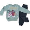 Βρεφικό Σετ Φόρμες Χοντρές Μπλουζίτσα και Παντελόνι με Σχέδιο Στάμπα - Βεραμάν (76612)