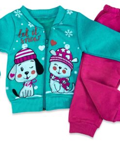 Βρεφικό Σετ Φόρμες Χοντρές Ζακετάκι και Παντελόνι με Σχέδιο - Βεραμάν (76034)