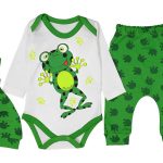 Βρεφικό Σετ Κορμάκι, Παντελονάκι και Σκουφάκι με Σχέδιο Βατραχάκι - Άσπρο (77203)