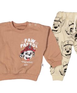 Βρεφικό Σετ Φόρμες Λεπτές Μπλούζα και Παντελόνι με Ήρωα Κινουμένων Σχεδίων - Καφέ Ανοιχτό (77441)