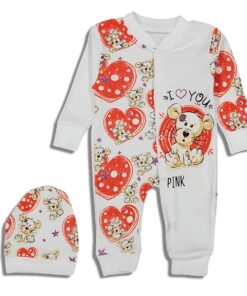 Φορμάκι Βρεφικό με Σχέδιο Τιγράκι, με Σκουφάκι και Ανοιχτά Ποδαράκια – Κόκκινο (82066)