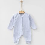 Φορμάκι Βρεφικό Μονόχρωμο με Σχέδιο Ριγωτή Ύφανση και Ανοιχτά Ποδαράκια - Γκρι (81305)