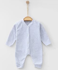 Φορμάκι Βρεφικό Μονόχρωμο με Σχέδιο Ριγωτή Ύφανση και Ανοιχτά Ποδαράκια - Γκρι (81305)
