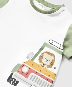 Mayoral Σετ Κοντομάνικη Μπλούζα και Σορτσάκι με Σχέδιο Λιονταράκι