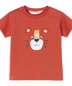 Mayoral Σετ Κοντομάνικη Μπλούζα και Σορτσάκι με Σχέδιο Λιονταράκι - Κεραμιδί