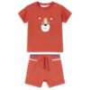 Mayoral Σετ Κοντομάνικη Μπλούζα και Σορτσάκι με Σχέδιο Λιονταράκι - Κεραμιδί